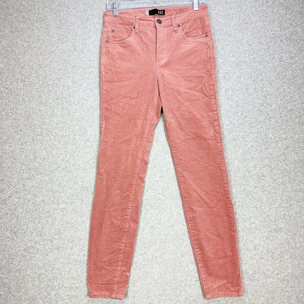 KUT from the Kloth Diana Fab Ab Skinny Women 4 Pink Corduroy High Rise Boho Chic